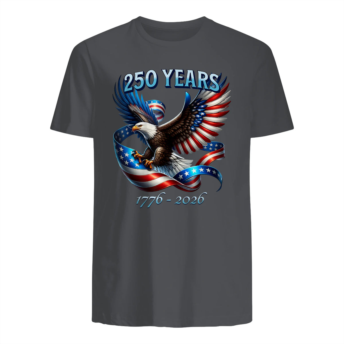 Patriotic Eagle and Flag Anniversary T-Shirt in Charcoal - back view