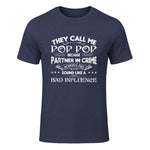 Funny Pop Pop Dad Shirt Valentine Fathers Day Christmas in Heather Navy - front view