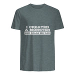 Funny Tshirt Gift for Dad from Daughter First Father's Day in Dark Heather - back view