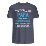 Funny Grandpa Papa Partner in Crime Dad in Heather Navy - back view