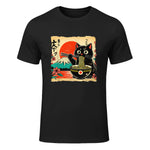 Cat Eating Ramen Japanese Ramen Cat Japan Anime Cat Ramen T-Shirt in Black - front view