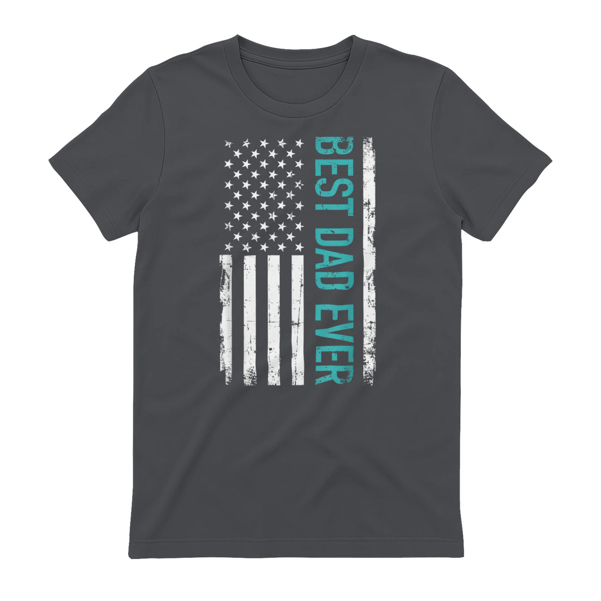 Father's day Best dad ever with US american flag Short Sleeve in Charcoal - back view