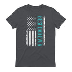 Father's day Best dad ever with US american flag Short Sleeve in Charcoal - back view
