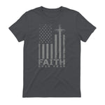 America Pride US Flag Faith Over Fear Prayer T-Shirt in Charcoal - back view