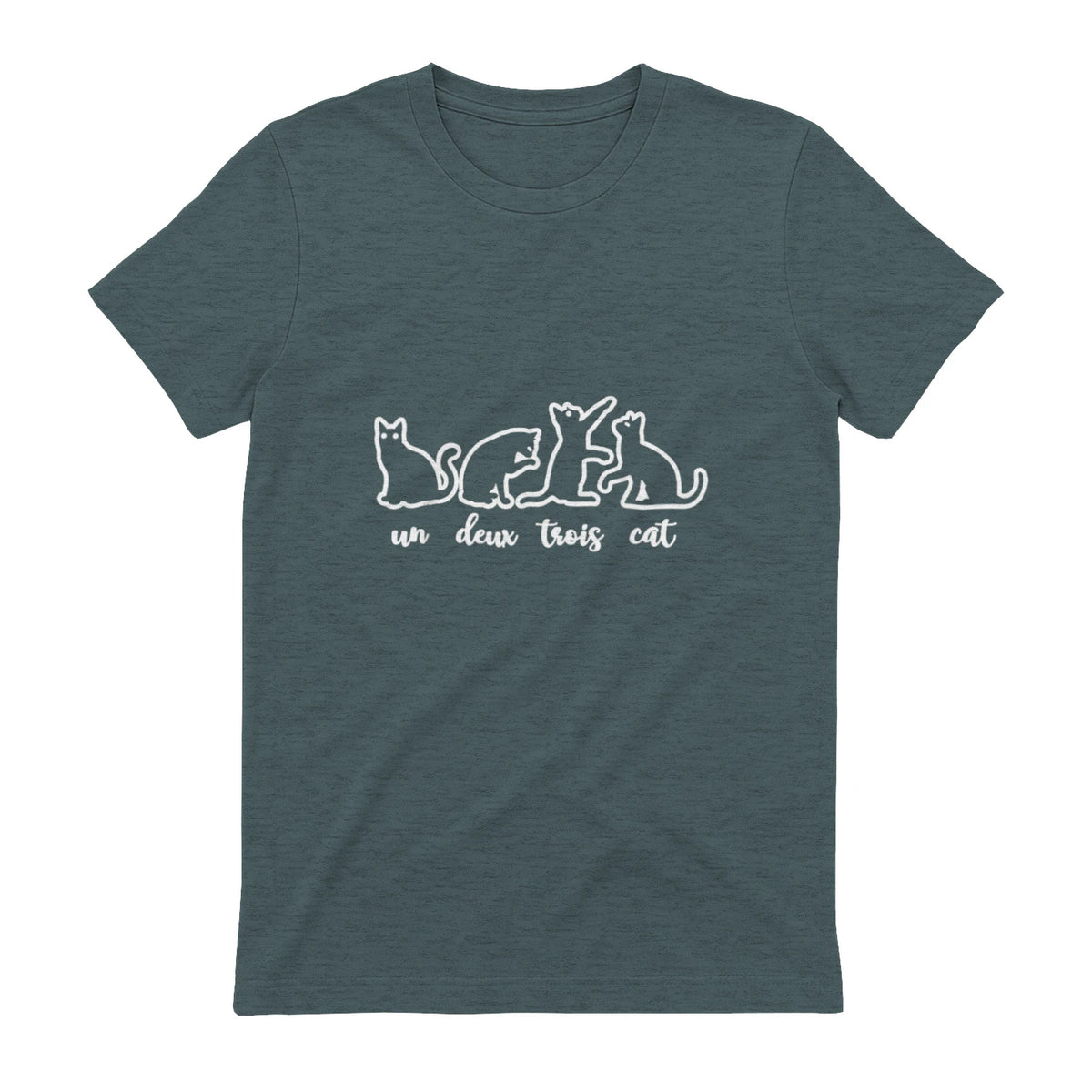 Un Deux Trois Cat, Cute & Funny Kittens, Gift For Cat Lovers T-Shirt in Dark Heather - back view