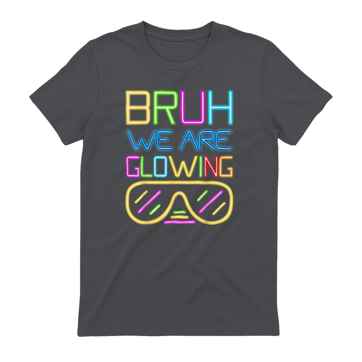 Bruh We are Glowing in My Glowing Era Hello Summer Vacation T-Shirt in Charcoal - back view