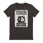 Schrödinger's Cat Wanted Dead And Alive Physics Physicist T-Shirt in Dark Chocolate - back view