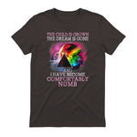 The Child Is Grown The Dream Is Gone Comfortably Number T-Shirt in Dark Chocolate - back view