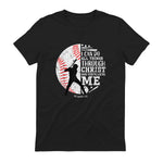 Philippians Four Thirteen Baseball Player Graphic with Bible Verse T-Shirt in Black - back view
