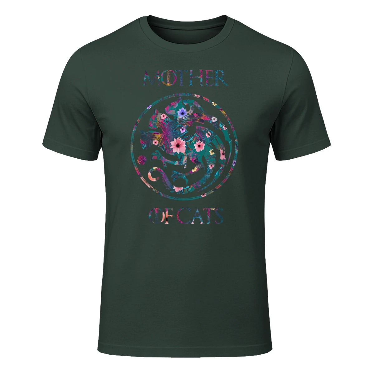 Mother of Cats Shirt T-Shirt in Forest Green - front view