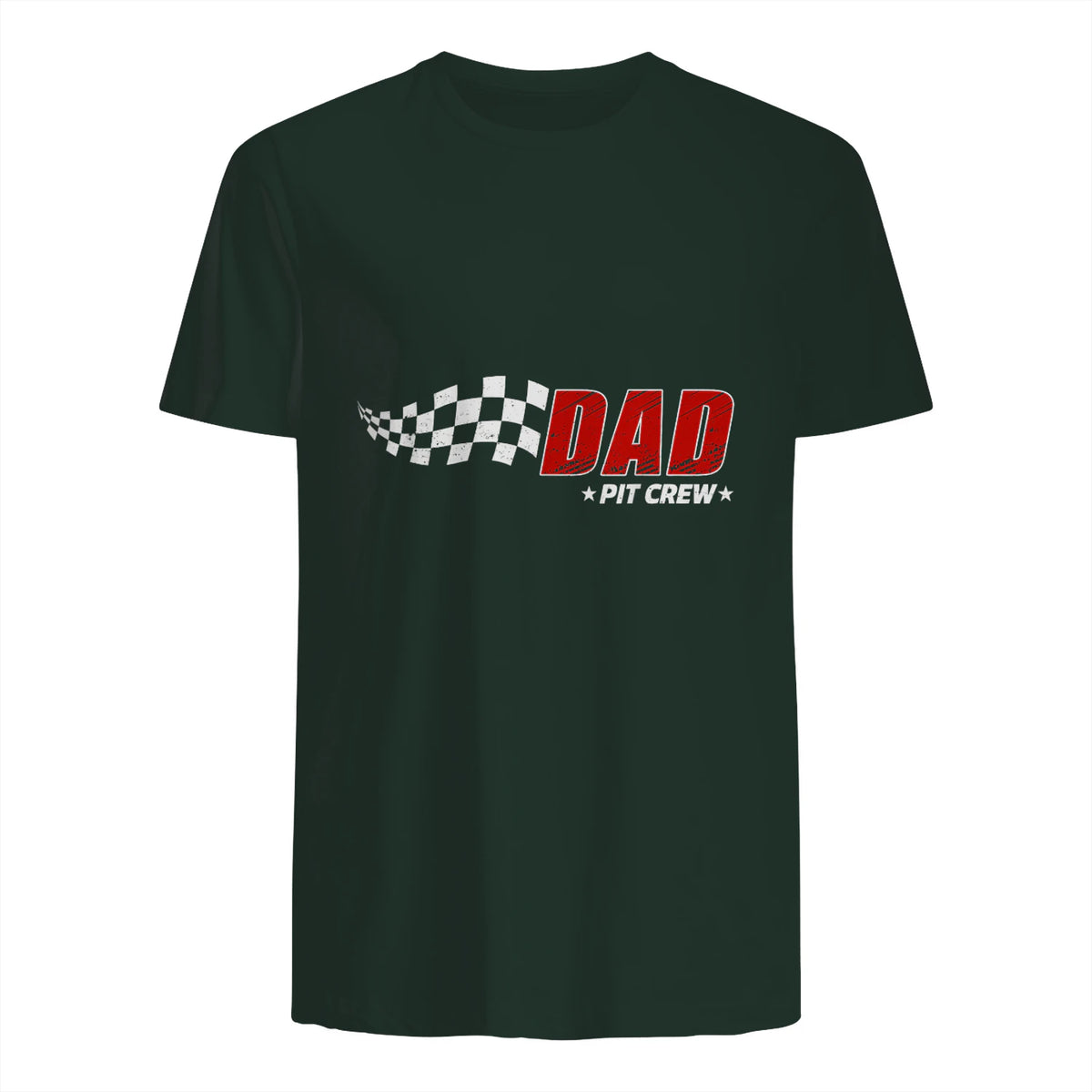 Dad Pit Crew Race Car T-Shirt in Forest Green - back view