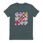 Special Education Teacher Candy Heart Valentines Day Love T-Shirt in Dark Heather - back view