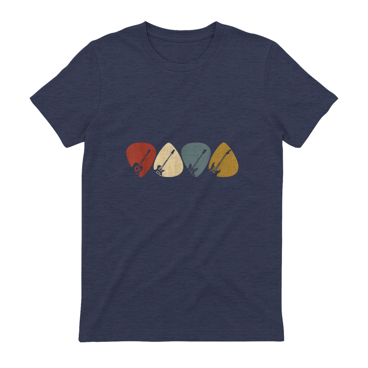 Gitarren-Auswahl-Gitarrist Retro Vintage für Gitarrenliebhaberinnen, Schwarz, S, Kurzarm, , Herren, Retro in Heather Navy - back view