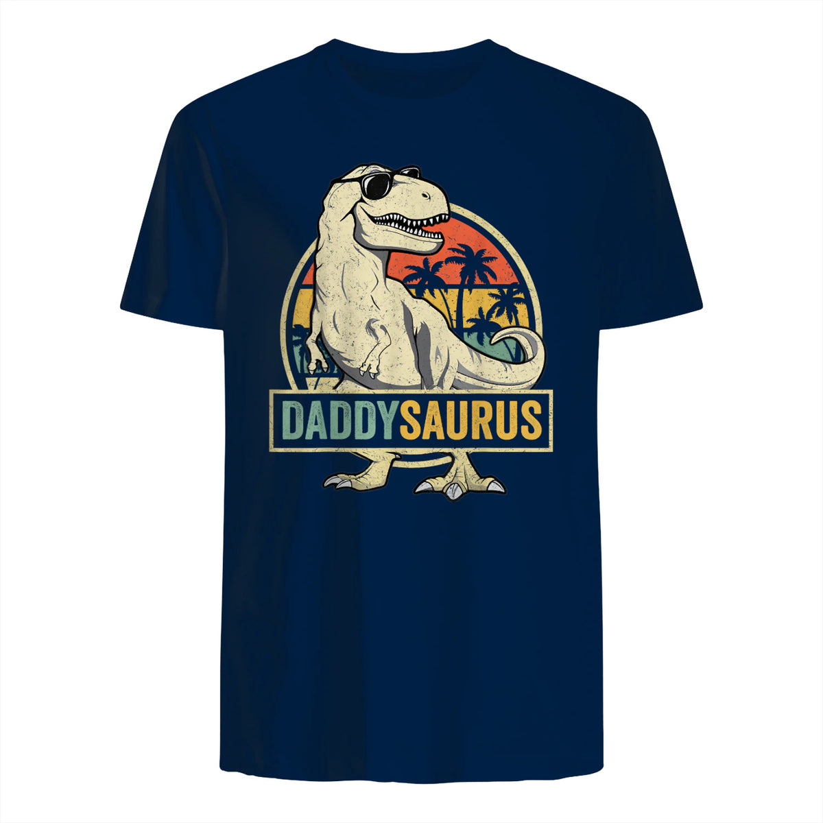 Daddysaurus T Rex Dinosaur Daddy Saurus Family Matching in Navy - back view