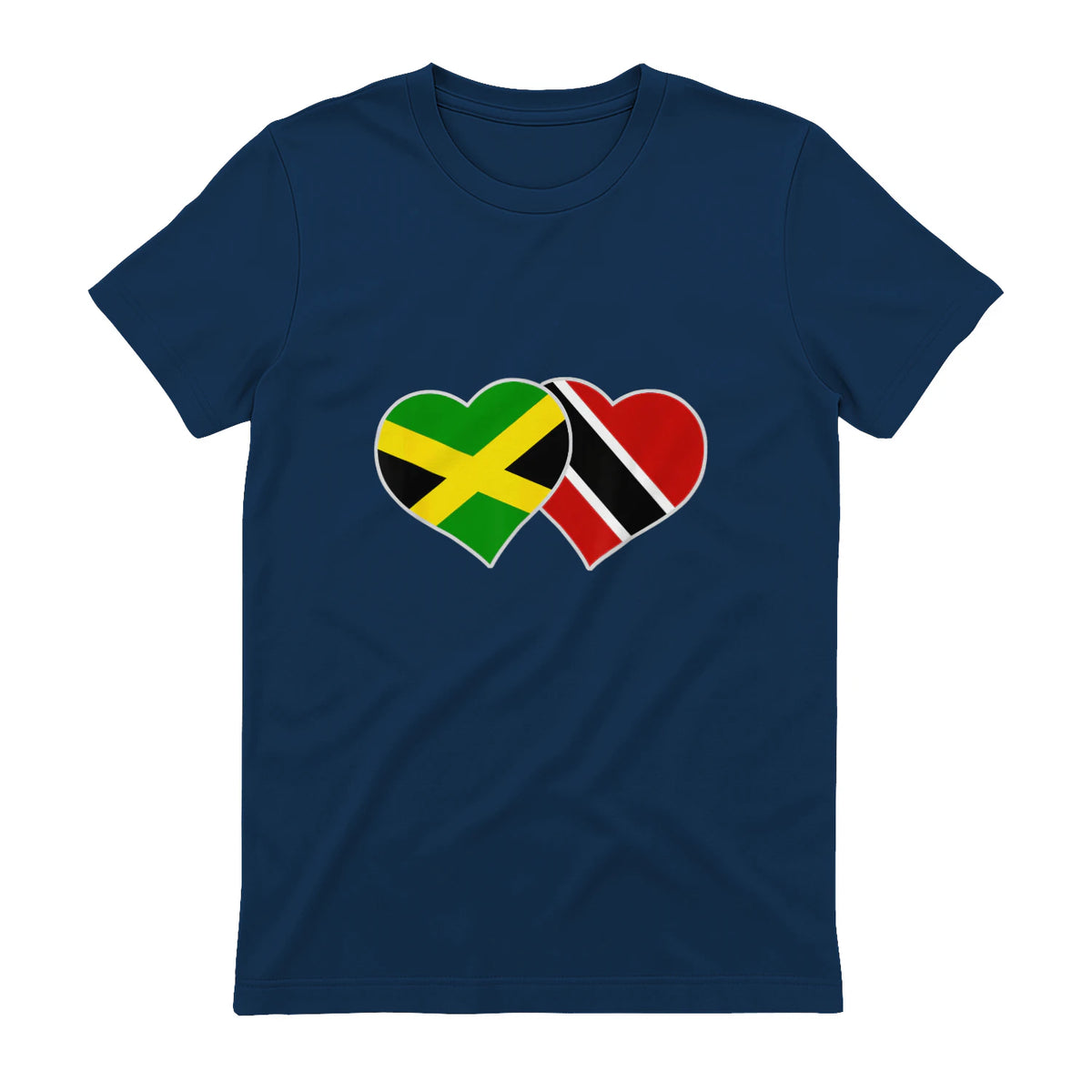 Trinidadian Jamaican Heart Love Jamaica Trinidad Flag in Navy - back view