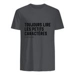 Toujours Lire Les Petits Caractères Futur Je Vais Être Papa T-Shirt in Charcoal - back view