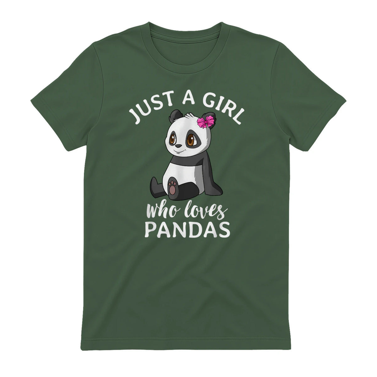 Cute Panda Kawaii Just A Girl Who Loves Pandas Girls in Military Green - back view