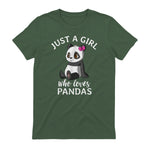 Cute Panda Kawaii Just A Girl Who Loves Pandas Girls in Military Green - back view