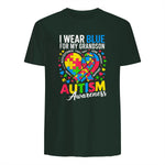I Wear Blue for My Grandson Autism Awareness Grandma Nana in Forest Green - back view