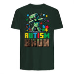Autism Bruh Dab ASD Awareness Gamer Boys Kids Youth in Forest Green - back view