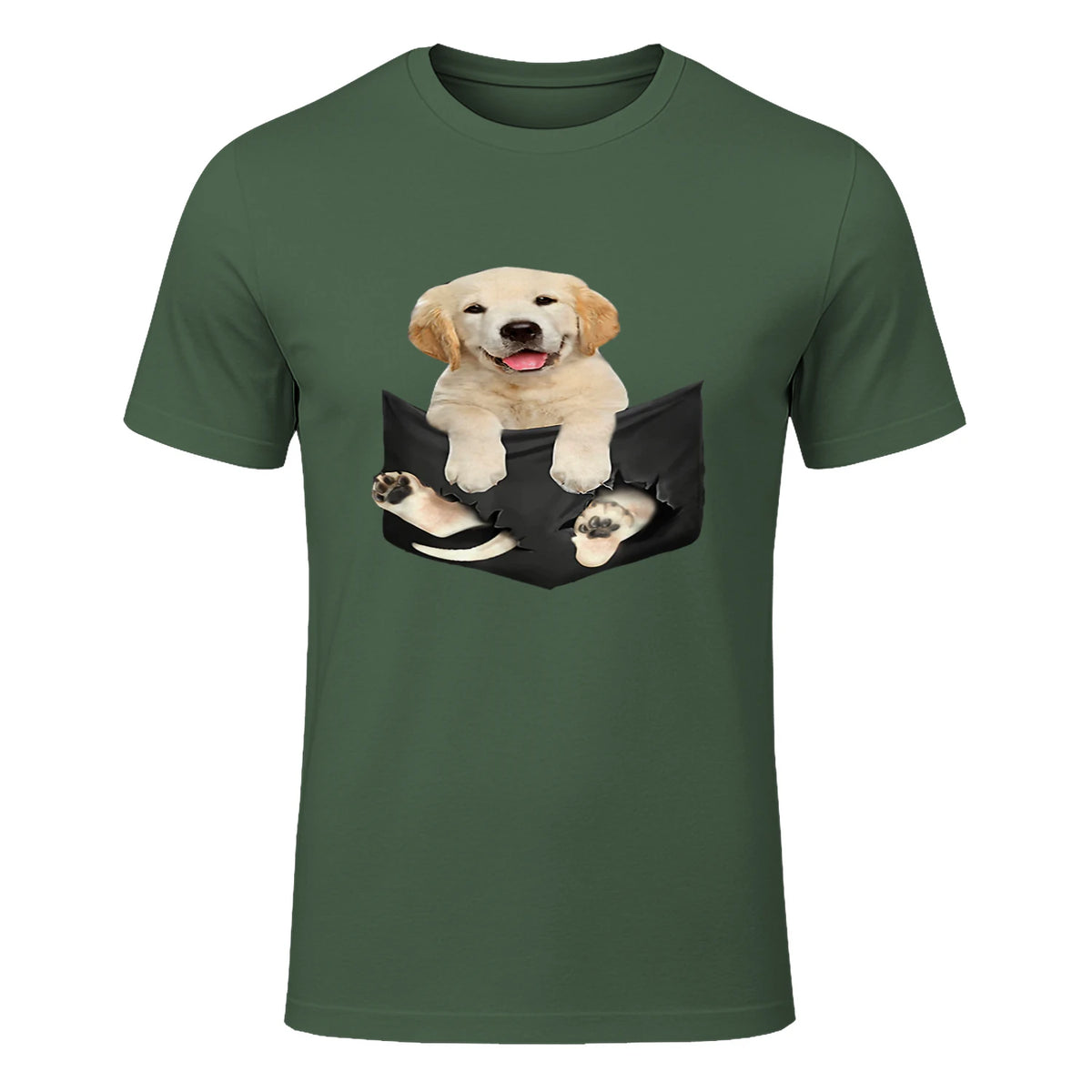 Cadeaux pour les amoureux des chiens Golden in Pocket in Military Green - front view