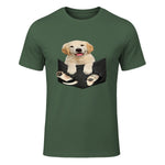 Cadeaux pour les amoureux des chiens Golden in Pocket in Military Green - front view
