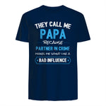 Funny Grandpa Papa Partner in Crime Dad in Navy - back view