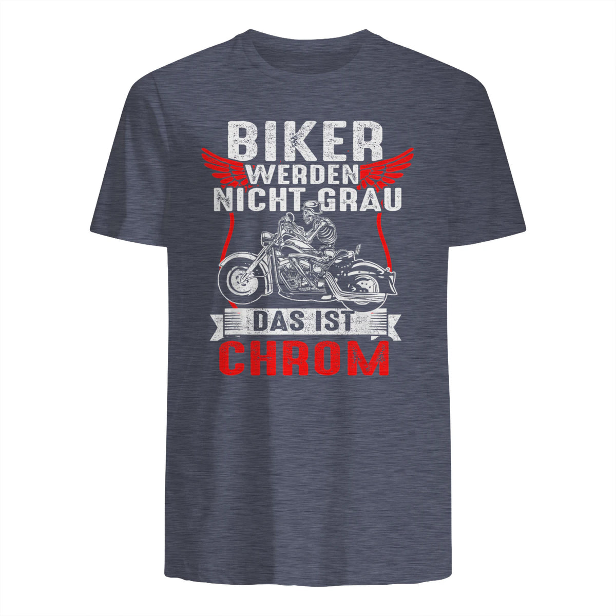 Biker Werden Nicht Grau Das Ist Chrom Motorradfahrer Biker in Heather Navy - back view