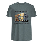 Dogs Makes Me Happy Humans Make My Head Hurt T-Shirt in Dark Heather - back view