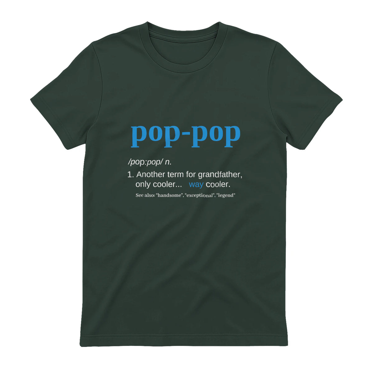 Pop Pop Gifts Grandpa Fathers Day in Forest Green - back view