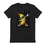 Dabbing Banana Retro American Flag Banana Lover Boys Kids T-Shirt in Black - back view