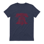 Philadelphia Street Map Liberty Bell Vintage Maroon Philly T-Shirt in Heather Navy - back view