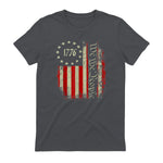 USA Patriotic Fourth of July America T-Shirt in Charcoal - back view