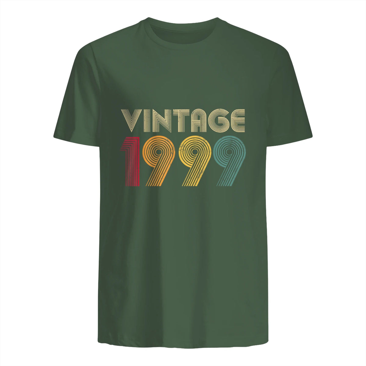 Vintage Twenty-Fourth Birthday Gift T-Shirt in Military Green - back view