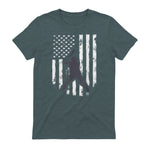 American Flag Baseball Shirt Cool Distressed Jersey Gift Tee T-Shirt in Dark Heather - back view