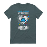 Blue for My Brother Autism Awareness Family Sister Sibling in Dark Heather - back view