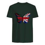 Union Jack Butterfly Butterflies Flag Wings British UK Flag in Forest Green - back view