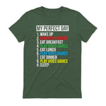 My Perfect Day Video Games Funny Cool Gamer in Military Green - back view