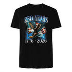 Eagle and Flag Anniversary Birthday T-Shirt in Black - back view