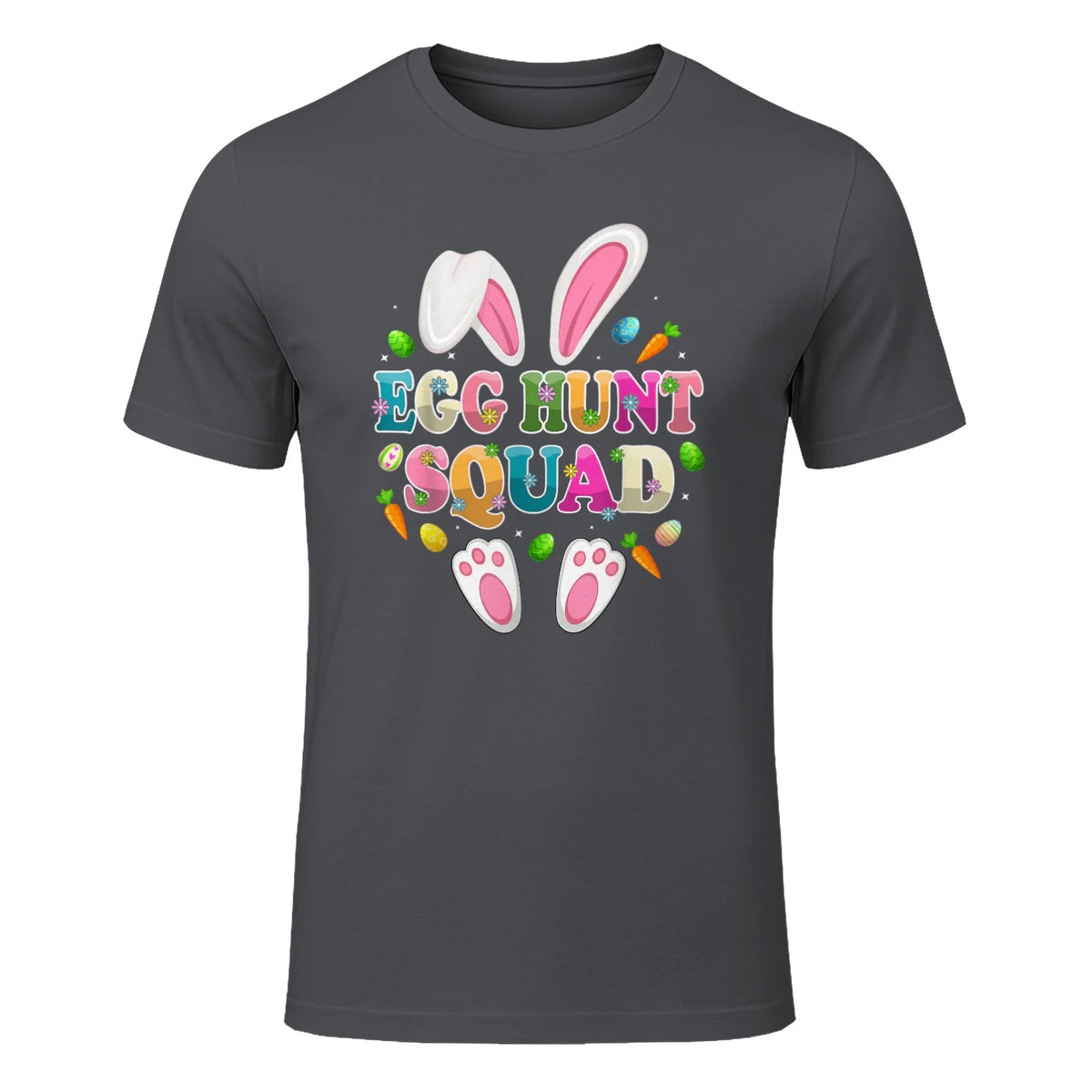 Egg Hunt Squad Bunny Happy Easter Day in Charcoal - front view