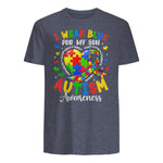 I Wear Blue for My Son Autism Awareness for Women Autism Mom in Heather Navy - back view