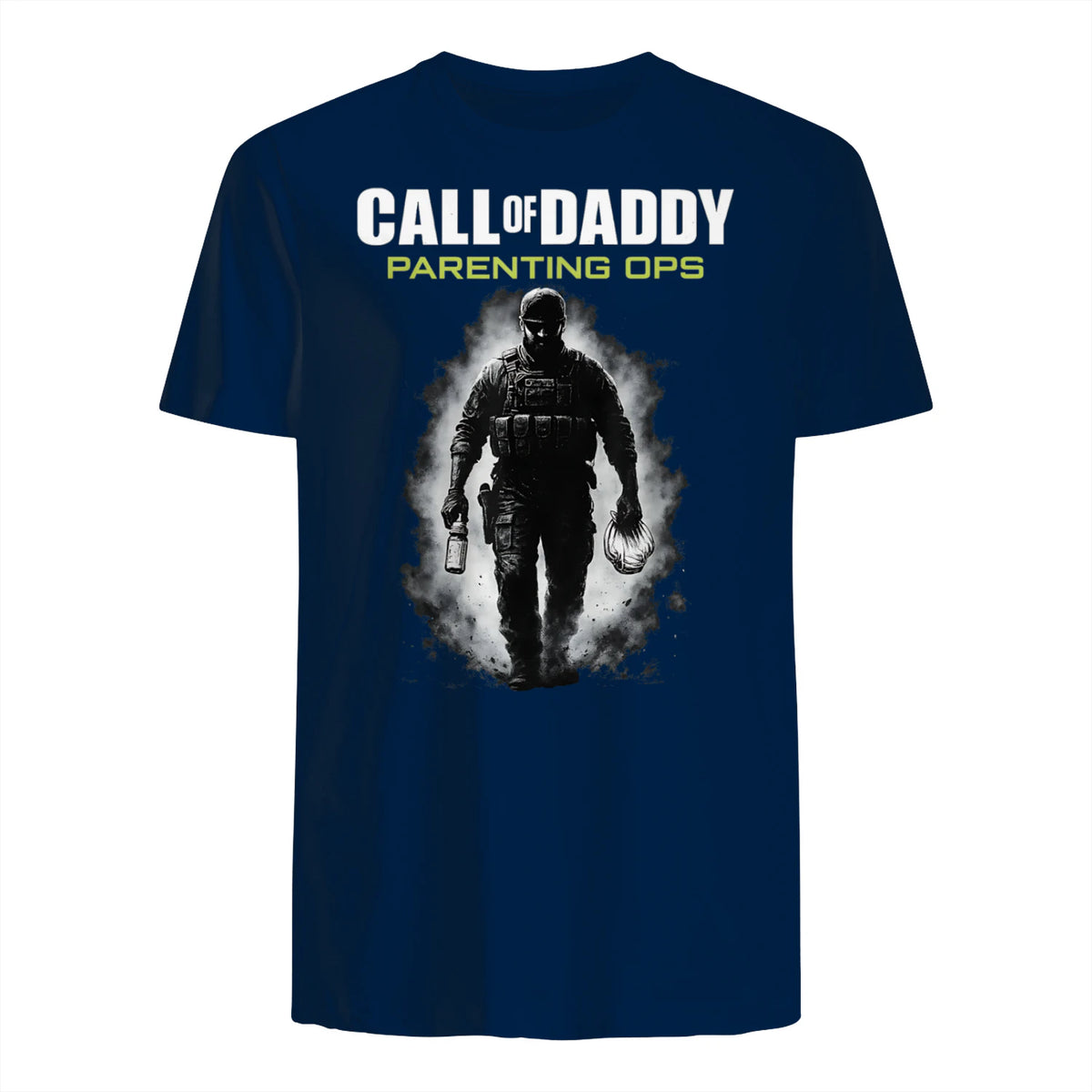 Call of Daddy Parenting Ops – Vatertag Great Dad Joke T-Shirt in Navy - back view