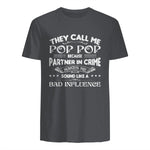 Funny Pop Pop Dad Shirt Valentine Fathers Day Christmas in Charcoal - back view