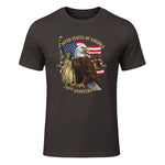 Patriotic Eagle Liberty Bell Anniversary T-Shirt in Dark Chocolate - front view