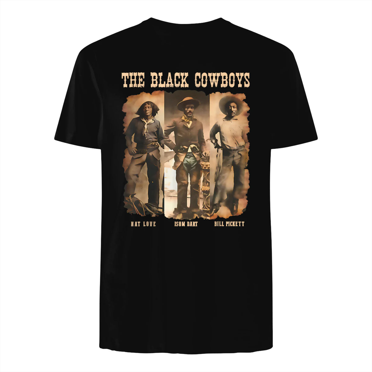 Black Cowboy Western Rodeo Melanin Black History Texas Men T-Shirt in Black - back view