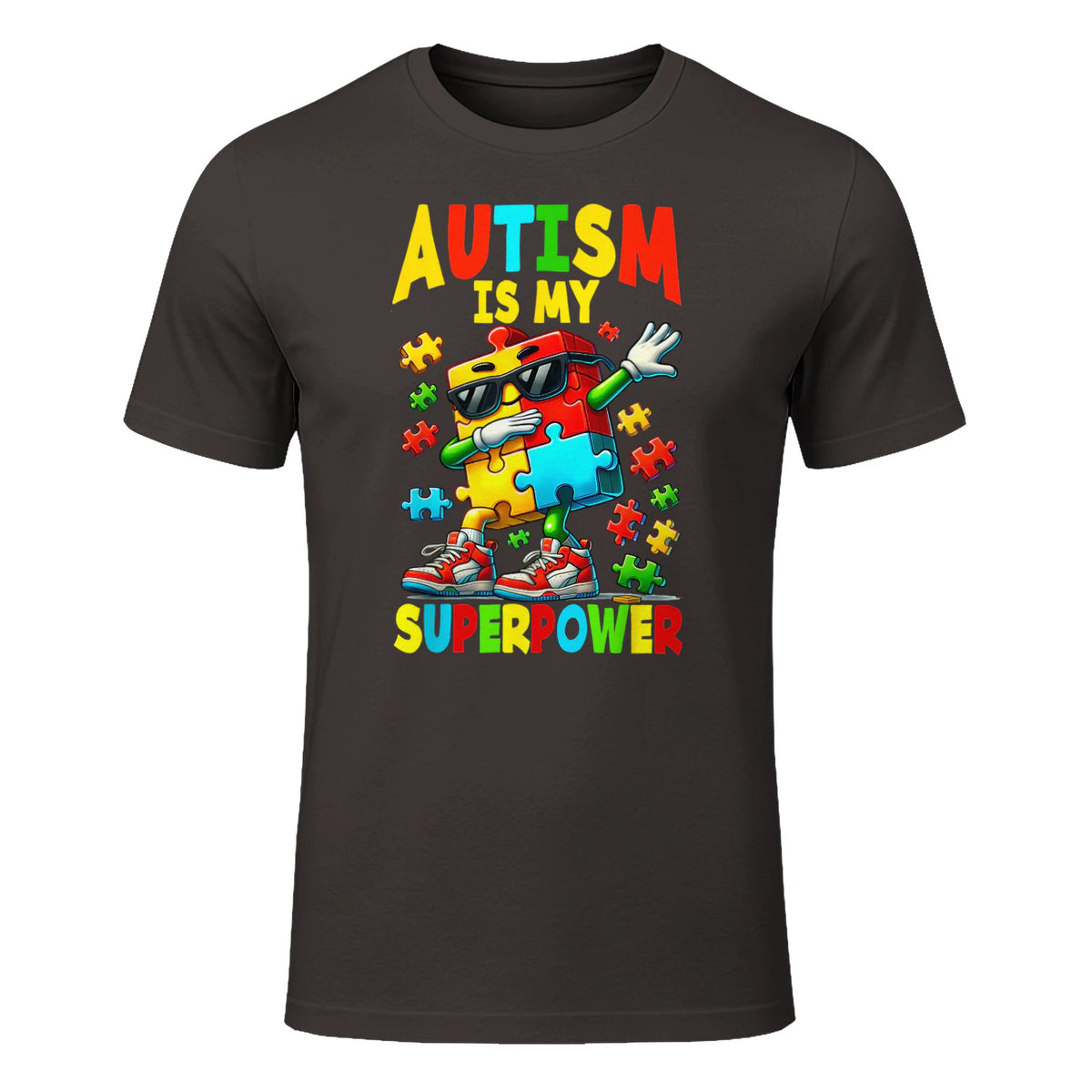 Puzzle Autism Awareness Autistic Support in Dark Chocolate - front view
