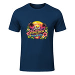 Couple de Jeunes mariés drôle Just Married Tropical Honeymoon in Navy - front view