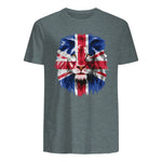 Union Jack UK Flag Lion Face Great Britain Union Jack Flag in Dark Heather - back view