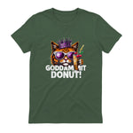 Donut Princess Cat Meme Tee – Kawaii Funny Cartoon Style T-Shirt in Military Green - back view
