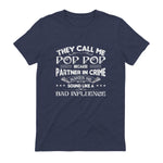 Funny Pop Pop Dad Shirt Valentine Fathers Day Christmas in Heather Navy - back view